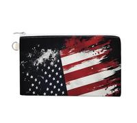 Canvas Wallet Bag,American Flag Graffiti Print Coin Purse, Zipper Change Purse,Small Cosmetic Bag