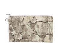 Canvas Wallet Bag,Ancient Eroded Ruins Stone Surface Print Coin Purse, Zipper Change Purse,Small Cosmetic Bag