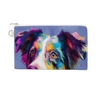 Canvas Wallet Bag,Australian Shepherd Dog Print Coin Purse, Zipper Change Purse,Small Cosmetic Bag