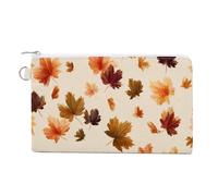Canvas Wallet Bag,Autumn Maple Leaves Print Coin Purse, Zipper Change Purse,Small Cosmetic Bag