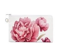 Canvas Wallet Bag,Beautiful Peony Flower Print Coin Purse, Zipper Change Purse,Small Cosmetic Bag