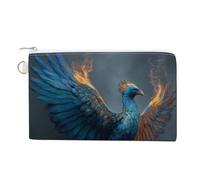 Canvas Wallet Bag,Beautiful Phoenix Blue Feathers Print Coin Purse, Zipper Change Purse,Small Cosmetic Bag
