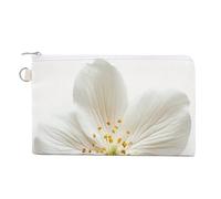 Canvas Wallet Bag,Beautiful White Flower Print Coin Purse, Zipper Change Purse,Small Cosmetic Bag