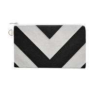 Canvas Wallet Bag,Black and White Chevron Pattern Print Coin Purse, Zipper Change Purse,Small Cosmetic Bag