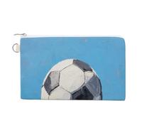 Canvas Wallet Bag,Black and White English Football Print Coin Purse, Zipper Change Purse,Small Cosmetic Bag
