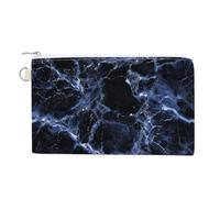Canvas Wallet Bag,Black Navy Blue Luxury Marble Print Coin Purse, Zipper Change Purse,Small Cosmetic Bag