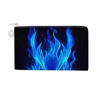 Canvas Wallet Bag,Blue Fire Dragon Head Print Coin Purse, Zipper Change Purse,Small Cosmetic Bag