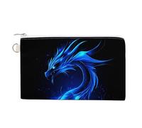 Canvas Wallet Bag,Blue Fire Dragon Print Coin Purse, Zipper Change Purse,Small Cosmetic Bag