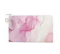 Canvas Wallet Bag,Blush Pink and Dusty Rose Watercolor Fluid Print Coin Purse, Zipper Change Purse,Small Cosmetic Bag