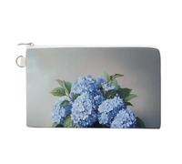 Canvas Wallet Bag,Bouquet of Blue Hydrangeas Print Coin Purse, Zipper Change Purse,Small Cosmetic Bag