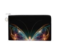 Canvas Wallet Bag,Butterfly with Crystal Wings Print Coin Purse, Zipper Change Purse,Small Cosmetic Bag