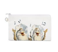 Canvas Wallet Bag,Cartoon of Dancing Oysters Print Coin Purse, Zipper Change Purse,Small Cosmetic Bag