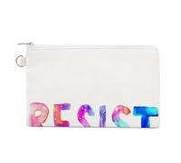 Canvas Wallet Bag,Colorful Word Resist Print Coin Purse, Zipper Change Purse,Small Cosmetic Bag