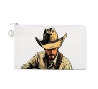 Canvas Wallet Bag,Cowboy Playing The Guitar Print Coin Purse, Zipper Change Purse,Small Cosmetic Bag