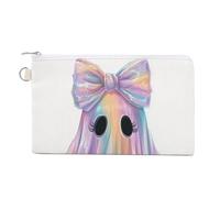 Canvas Wallet Bag,Cute Cartoon Ghost Flowing Rainbow Fabric Print Coin Purse, Zipper Change Purse,Small Cosmetic Bag