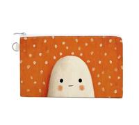 Canvas Wallet Bag,Cute Ghost Holding Banner Text Boo Print Coin Purse, Zipper Change Purse,Small Cosmetic Bag