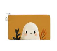 Canvas Wallet Bag,Cute Spooky Ghost Halloween Pumpkin Print Coin Purse, Zipper Change Purse,Small Cosmetic Bag
