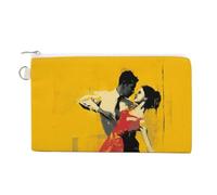 Canvas Wallet Bag,Dancing Couple Graffiti Style Print Coin Purse, Zipper Change Purse,Small Cosmetic Bag