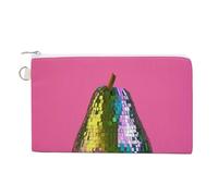 Canvas Wallet Bag,Disco Ball Avocado on Pink Print Coin Purse, Zipper Change Purse,Small Cosmetic Bag