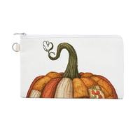 Canvas Wallet Bag,Embroidery Patchwork Pumpkin Vintage Print Coin Purse, Zipper Change Purse,Small Cosmetic Bag