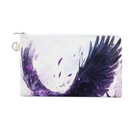 Canvas Wallet Bag,Flying Raven Print Coin Purse, Zipper Change Purse,Small Cosmetic Bag
