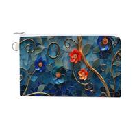 Canvas Wallet Bag,Gold Leaf Textures Abstract Geometric Print Coin Purse, Zipper Change Purse,Small Cosmetic Bag