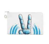 Canvas Wallet Bag,Hand Doing A Peace Gesture Simple Print Coin Purse, Zipper Change Purse,Small Cosmetic Bag