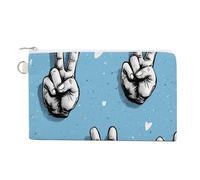 Canvas Wallet Bag,Hands Doing The Peace Symbol Print Coin Purse, Zipper Change Purse,Small Cosmetic Bag