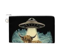 Canvas Wallet Bag,Highland Cow in A Field Print Coin Purse, Zipper Change Purse,Small Cosmetic Bag
