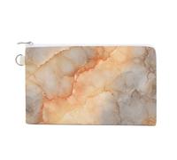 Canvas Wallet Bag,Light Orange Yellow Luxury Marble Print Coin Purse, Zipper Change Purse,Small Cosmetic Bag