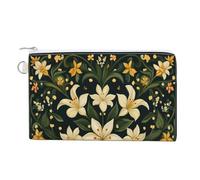 Canvas Wallet Bag,Lily Flowers Pattern Print Coin Purse, Zipper Change Purse,Small Cosmetic Bag