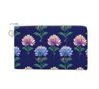 Canvas Wallet Bag,Lily Flowers Pattern Simple Print Coin Purse, Zipper Change Purse,Small Cosmetic Bag