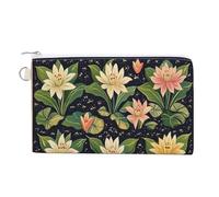 Canvas Wallet Bag,Lily Flowers Pattern Simple Print Coin Purse, Zipper Change Purse,Small Cosmetic Bag