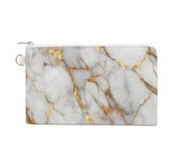Canvas Wallet Bag,Luxury White Gold Marble Texture Print Coin Purse, Zipper Change Purse,Small Cosmetic Bag