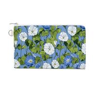 Canvas Wallet Bag,Morning Glory Pattern Print Coin Purse, Zipper Change Purse,Small Cosmetic Bag