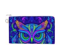 Canvas Wallet Bag,Neon Colors Owl Print Coin Purse, Zipper Change Purse,Small Cosmetic Bag