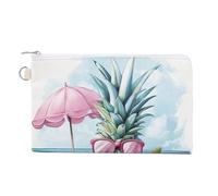 Canvas Wallet Bag,Pink Pineapple with Sunglasses Print Coin Purse, Zipper Change Purse,Small Cosmetic Bag