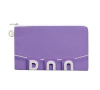 Canvas Wallet Bag,Purple and White Letter Banner Word Boo Print Coin Purse, Zipper Change Purse,Small Cosmetic Bag