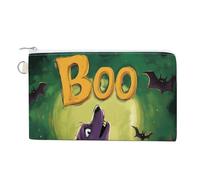 Canvas Wallet Bag,Purple Wolf Howls at The Moon Print Coin Purse, Zipper Change Purse,Small Cosmetic Bag