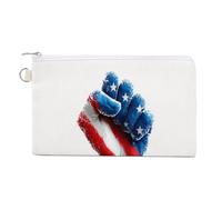 Canvas Wallet Bag,Raised Fist Print Coin Purse, Zipper Change Purse,Small Cosmetic Bag