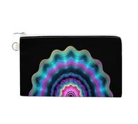 Canvas Wallet Bag,Ripple Mandala Neon Pastel Waves Print Coin Purse, Zipper Change Purse,Small Cosmetic Bag
