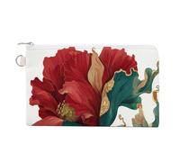 Canvas Wallet Bag,Single Large Poppy Flower Print Coin Purse, Zipper Change Purse,Small Cosmetic Bag