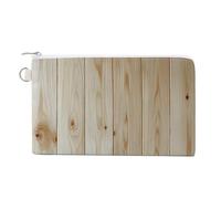 Canvas Wallet Bag,Smooth Finished White Pine Wood Plank Print Coin Purse, Zipper Change Purse,Small Cosmetic Bag