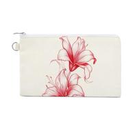 Canvas Wallet Bag,Two Blooming Lilies Print Coin Purse, Zipper Change Purse,Small Cosmetic Bag