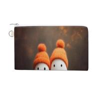 Canvas Wallet Bag,Two Cute Ghosts in an Autumn Forest Print Coin Purse, Zipper Change Purse,Small Cosmetic Bag