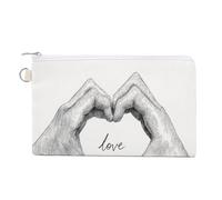 Canvas Wallet Bag,Two Hand Making A Heart Shape Print Coin Purse, Zipper Change Purse,Small Cosmetic Bag