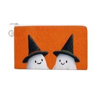 Canvas Wallet Bag,Two White Ghosts Halloween Candy Bags Print Coin Purse, Zipper Change Purse,Small Cosmetic Bag