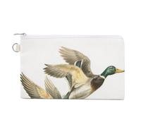 Canvas Wallet Bag,Vintage 2 Mallard Ducks Flying Print Coin Purse, Zipper Change Purse,Small Cosmetic Bag