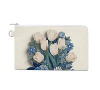 Canvas Wallet Bag,Vintage Blue and White Chinoiserie Vase Print Coin Purse, Zipper Change Purse,Small Cosmetic Bag