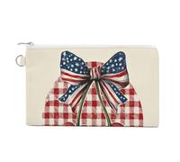 Canvas Wallet Bag,Vintage Red Cherries with Star Print Coin Purse, Zipper Change Purse,Small Cosmetic Bag